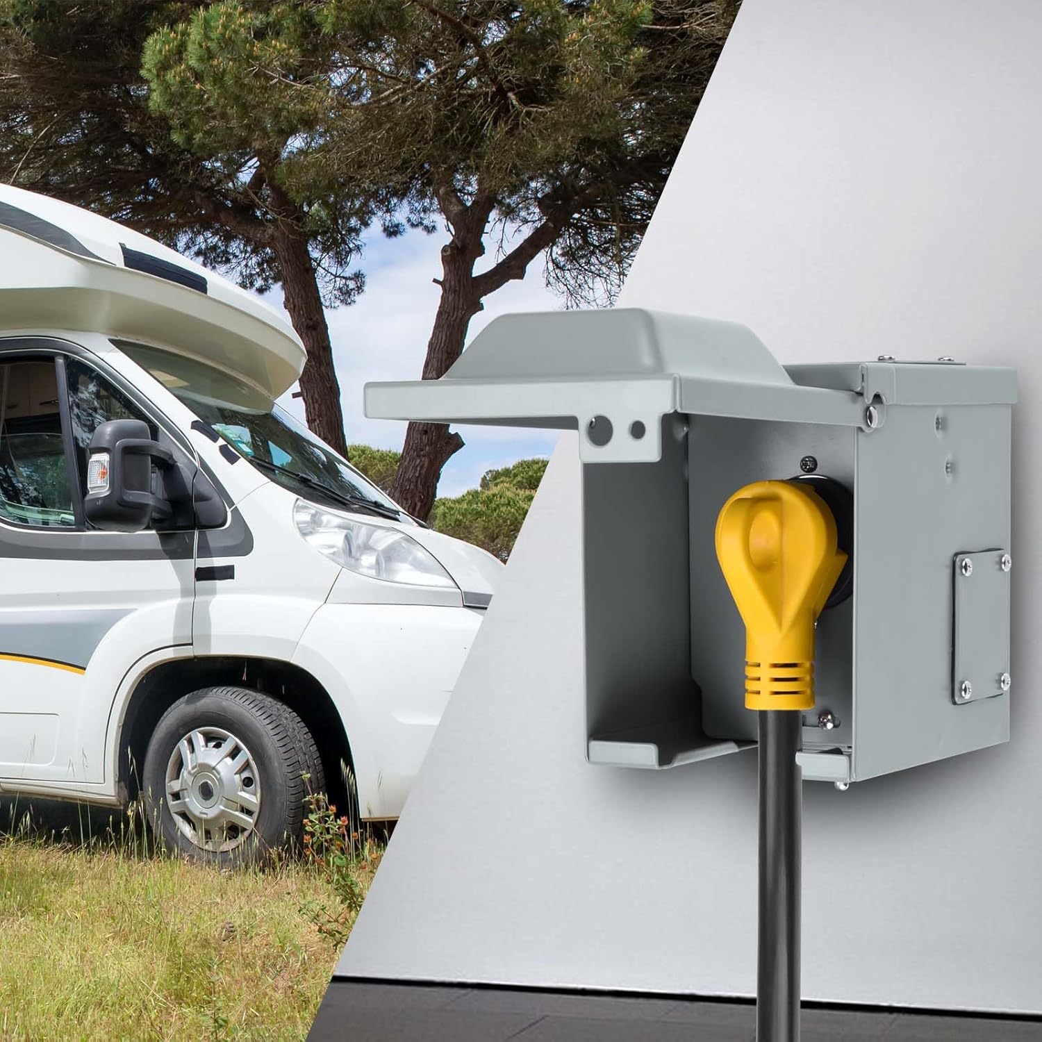 Enchufe RV de 30 amperios, salida Nema TT-30R de 125 voltios, enchufe cerrado y con cerradura para RV RV Camper Remolque de viaje, autocaravana,