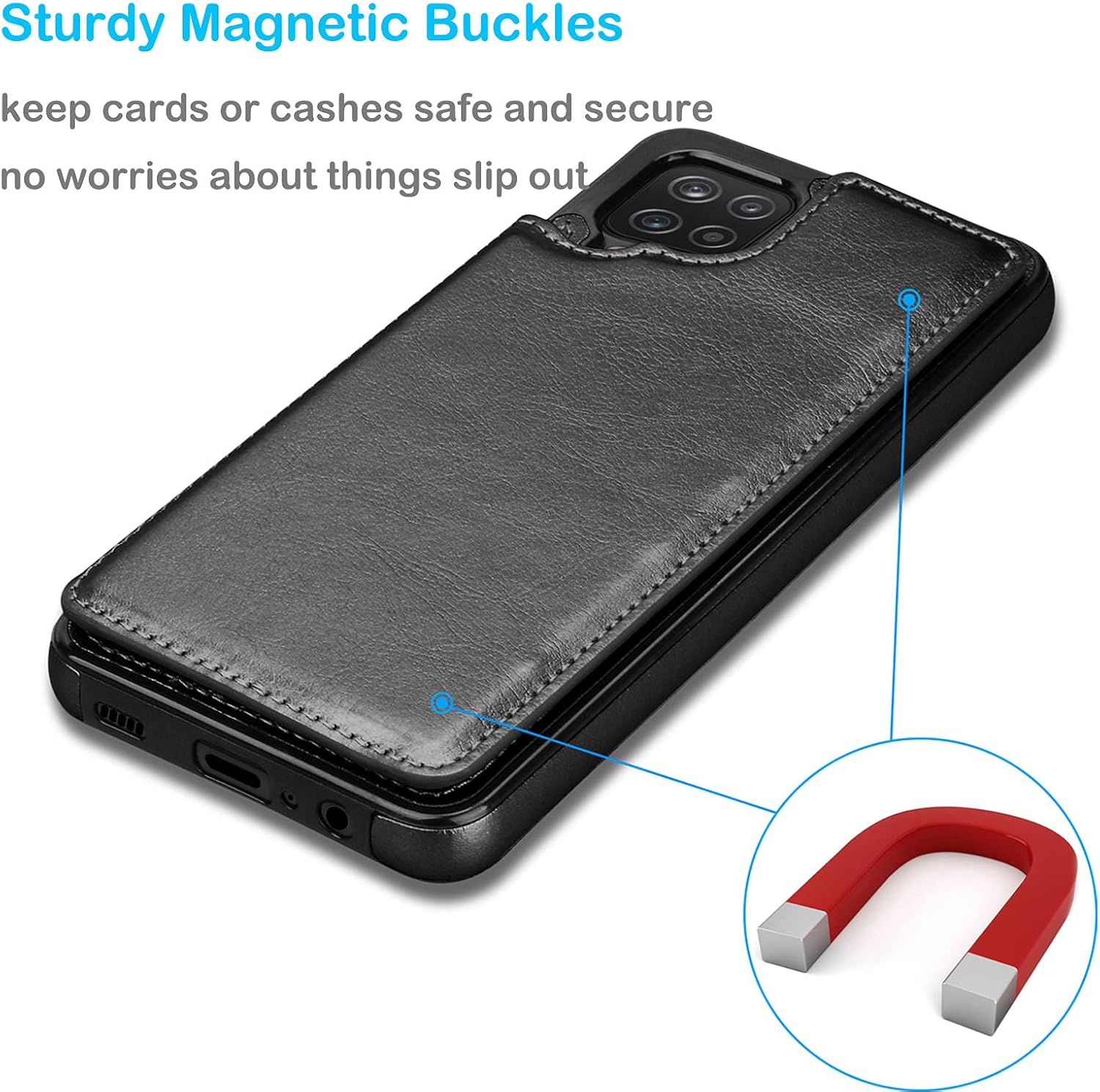 Tekcoo Funda tipo cartera para Galaxy A12  A12 5G, minimalista de lujo de piel sintética para tarjetas de crédito, con ranuras para tarjetas de