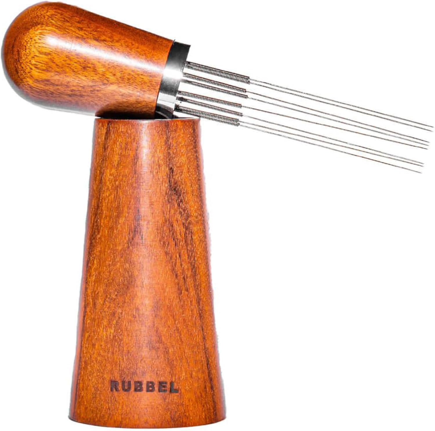 WDT Tool Espresso – Agitador de café espresso profesional – Acero inoxidable 8 agujas 0.014 in – Mango de madera natural tipo aguja – Soporte de