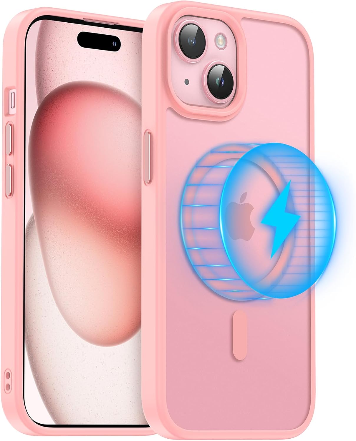 Meifigno Magic Mag Series – Funda diseñada para iPhone 15 Plus, protección de grado militar y compatible con MagSafe, parte trasera mate translúcida