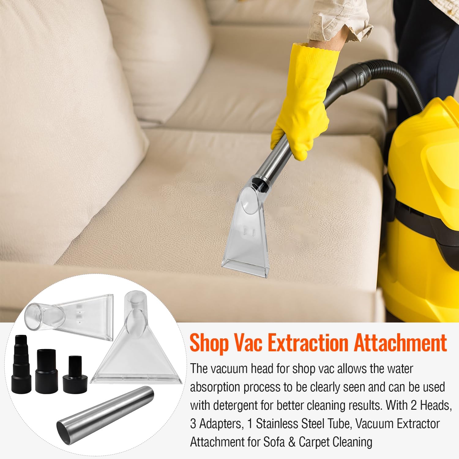 Compra accesorios extractores de vacío, aspirador extractor con 2 cabezales, 3 adaptadores, 1 tubo de acero inoxidable, accesorio extractor de vacío