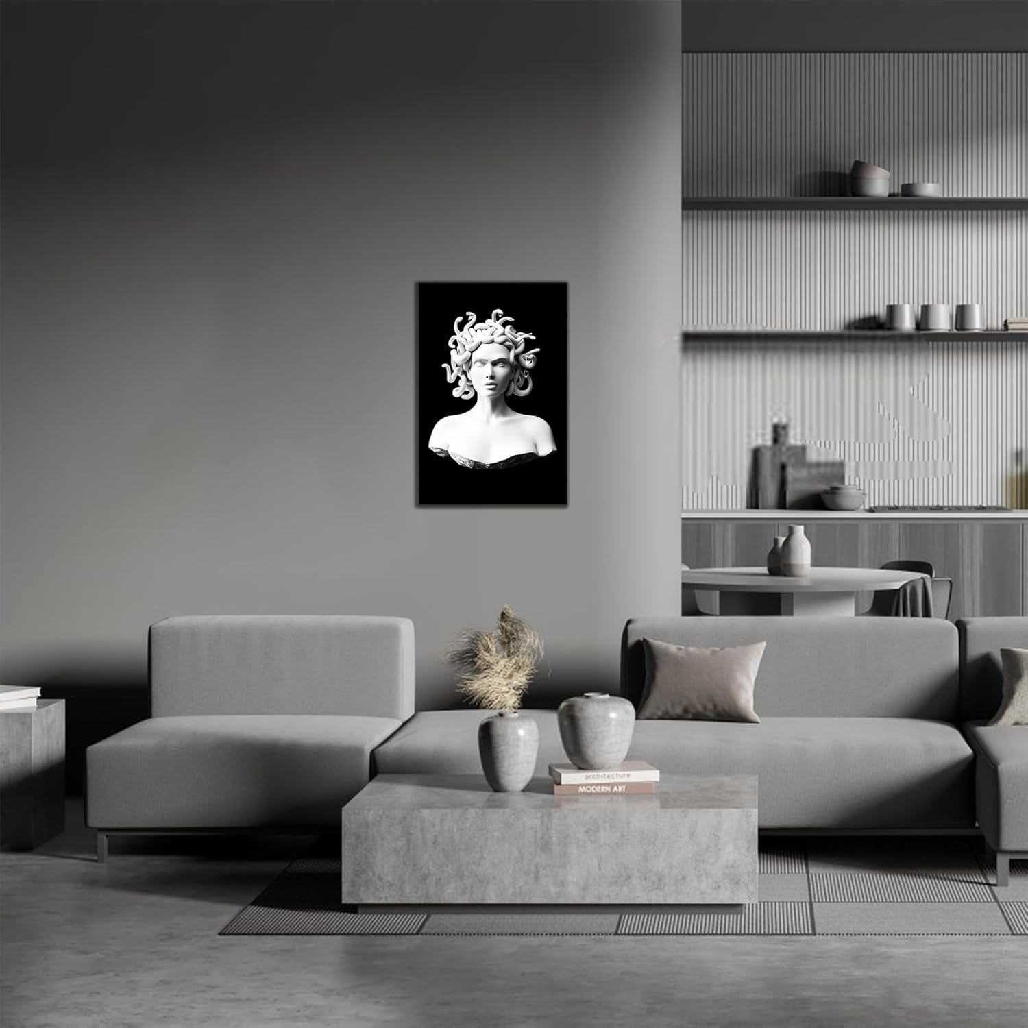 Póster vintage de Medusa con diseño estético de Medusa en blanco y negro, póster para pared, 24 x 36 pulgadas, sin marco