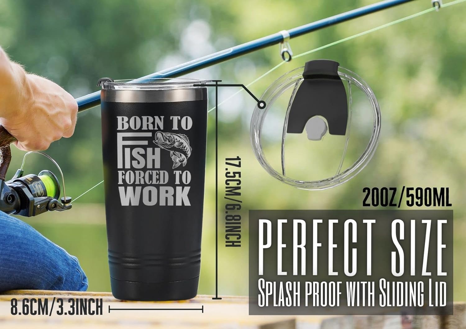 Onebttl Regalos de pesca para hombres y hombres, taza de pesca única para él, vaso de pesca de acero inoxidable de 20 onzas para papá, marido,