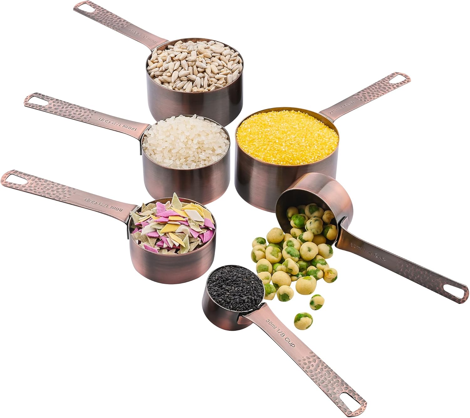 Smithcraft Juego de tazas y cucharas medidoras, juego de tazas y cucharas medidoras de cobre, tazas y cucharas medidoras de acero inoxidable,