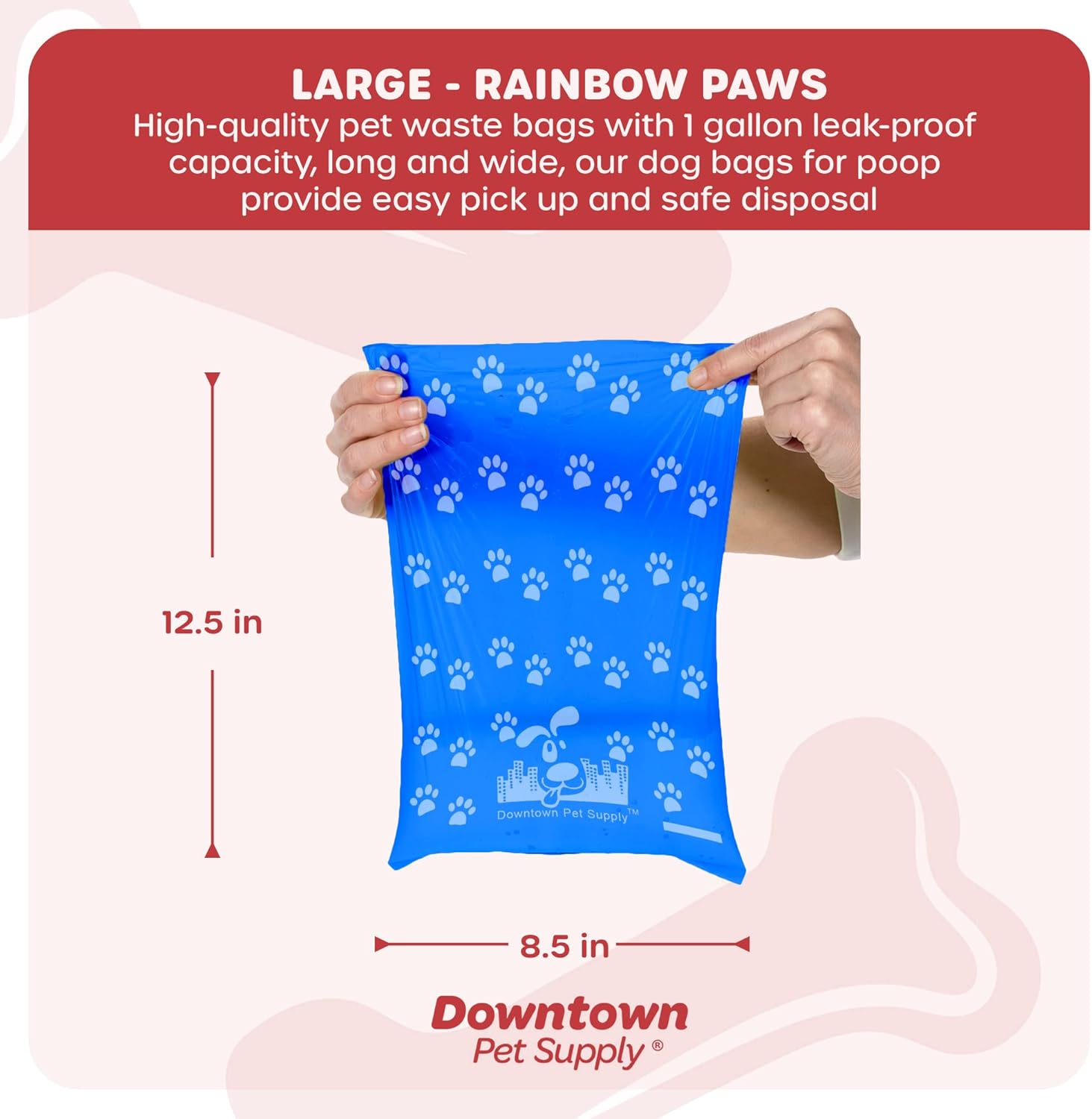 Downtown Pet Supply – Bolsas grandes para excrementos de perro con 2 clips para correa de perro y dispensadores de bolsas de excremento – Bolsas de