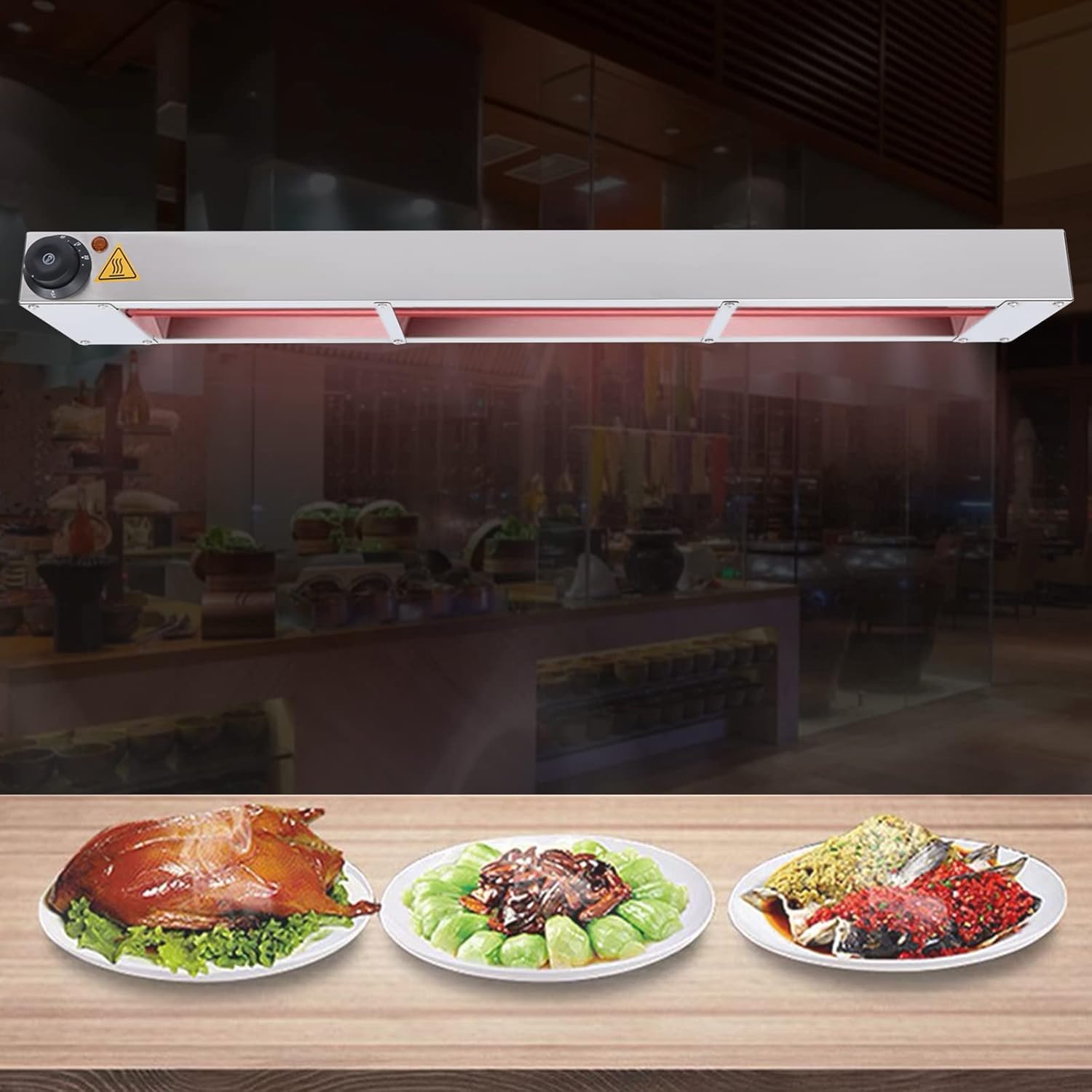 Lámpara eléctrica comercial de calor de alimentos de 36 pulgadas, 110 V, 600 W, calentador de alimentos con temperatura ajustable de 30  a 185.0 F,