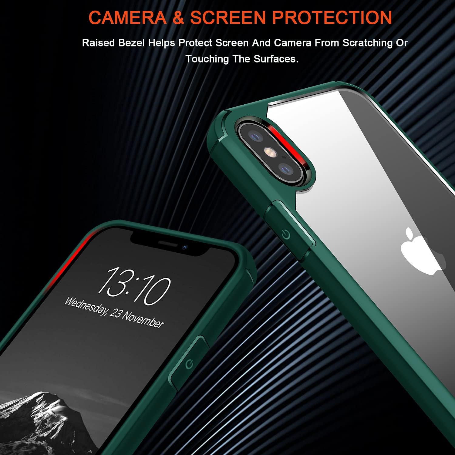 TENDLIN Compatible con iPhone Xs CaseiPhone X Funda protectora transparente de parte trasera dura suave (verde)