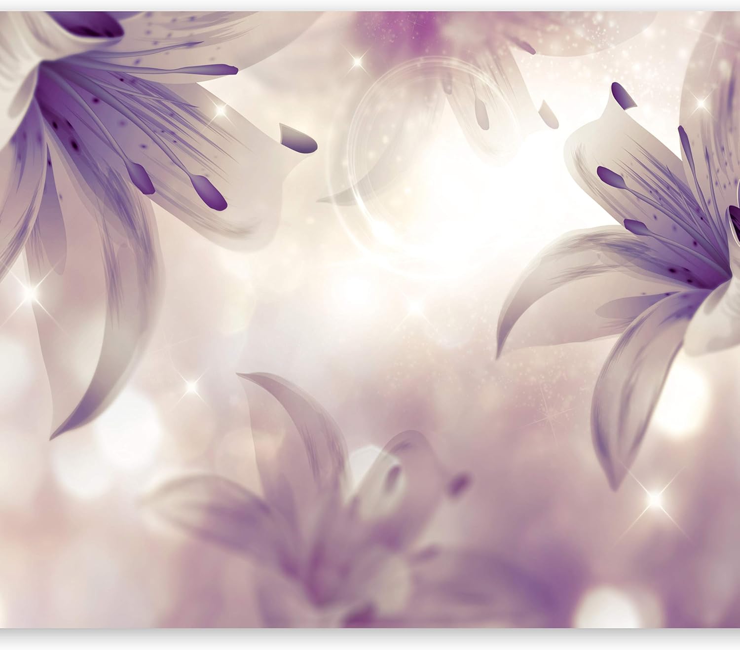 artgeist Mural de pared con flores moradas de 135 x 101 pulgadas, papel tapiz autoadhesivo autoadhesivo para despegar y pegar, calcomanía grande