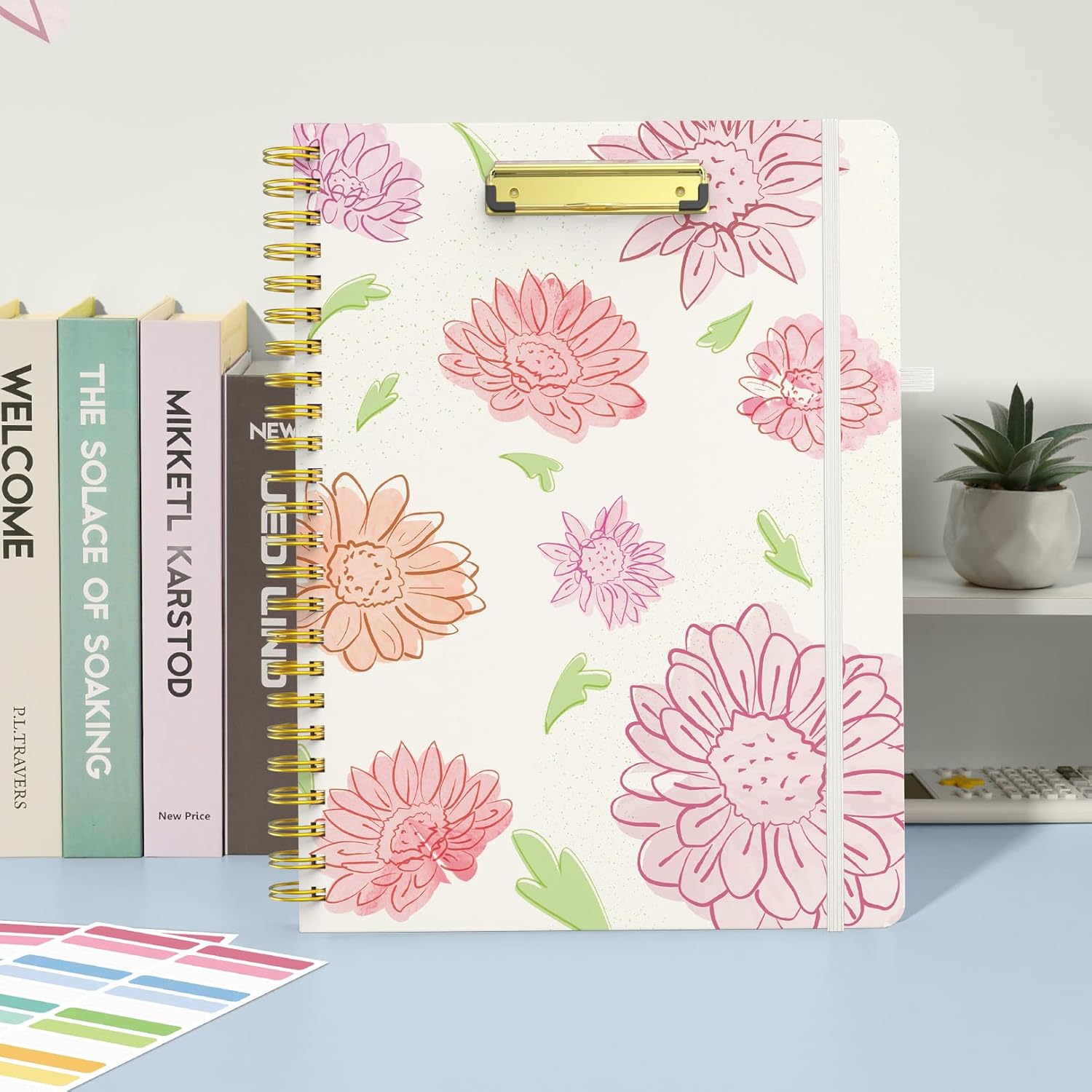 Sooez Folio portapapeles con bloc de notas recargable, carpeta portapapeles con 10 bolsillos de almacenamiento para tamaño carta, cuaderno