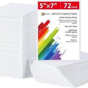 Simetufy Paquete de 72 lienzos para pintar de 5 x 7 pulgadas, tableros de lienzo en blanco para pintar, paneles de lona 100% algodón imprimados con Simetufy Paquete de 72 lienzos para pintar de 5 x 7 pulgadas, tableros de lienzo en blanco para pintar, paneles de lona 100% algodón imprimados con