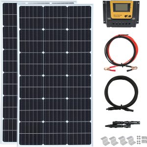 Kit de panel solar de 200 W, 12 voltios24 voltios, 2 x 100 W, módulo monocristalino, controlador de carga de 20 A para RV, barcos, remolque, cámper, Kit de panel solar de 200 W, 12 voltios24 voltios, 2 x 100 W, módulo monocristalino, controlador de carga de 20 A para RV, barcos, remolque, cámper,