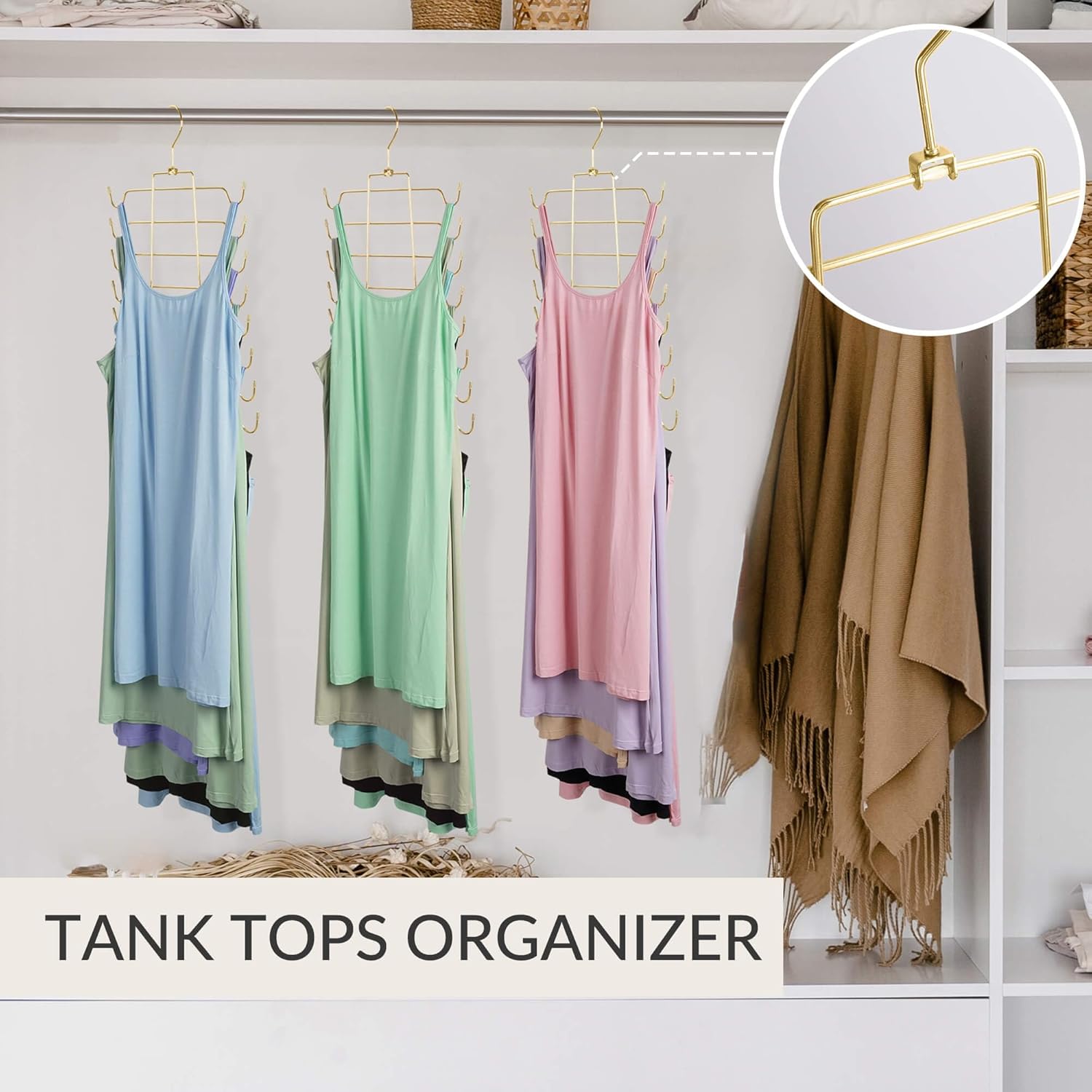 ZEDODIER Percha para camisetas sin mangas, paquete de 4 perchas para brasieres que ahorran espacio, soporte antideslizante para colgar sujetadores