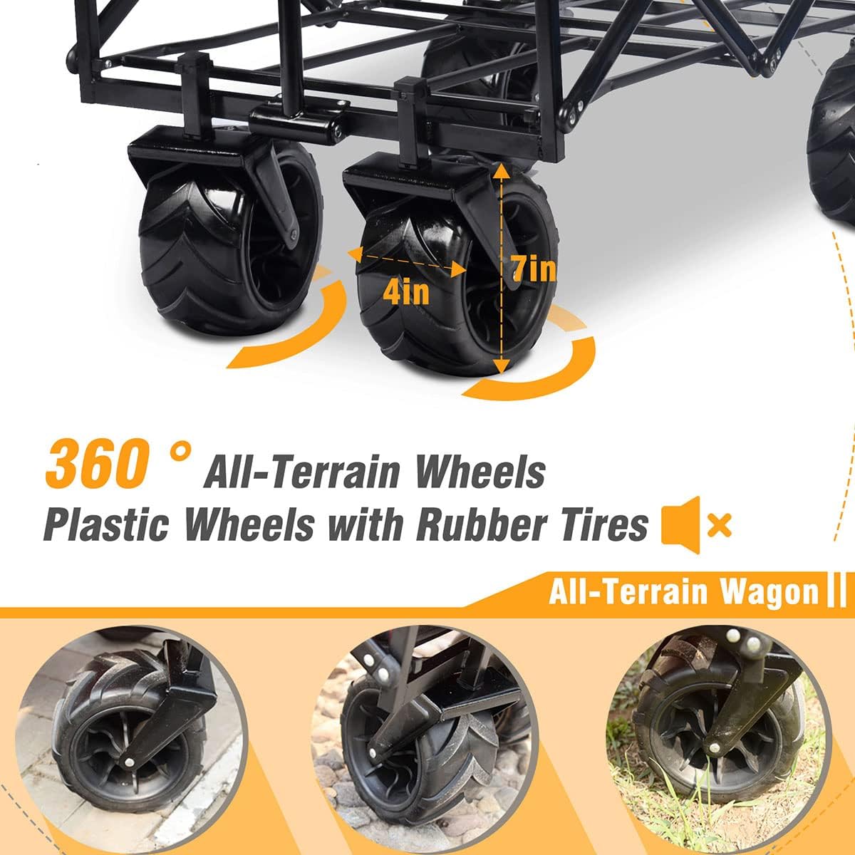 Carrito plegable de playa plegable resistente con ruedas todo terreno para arena con red de carga, correas, carro de playa utilitario para arena,