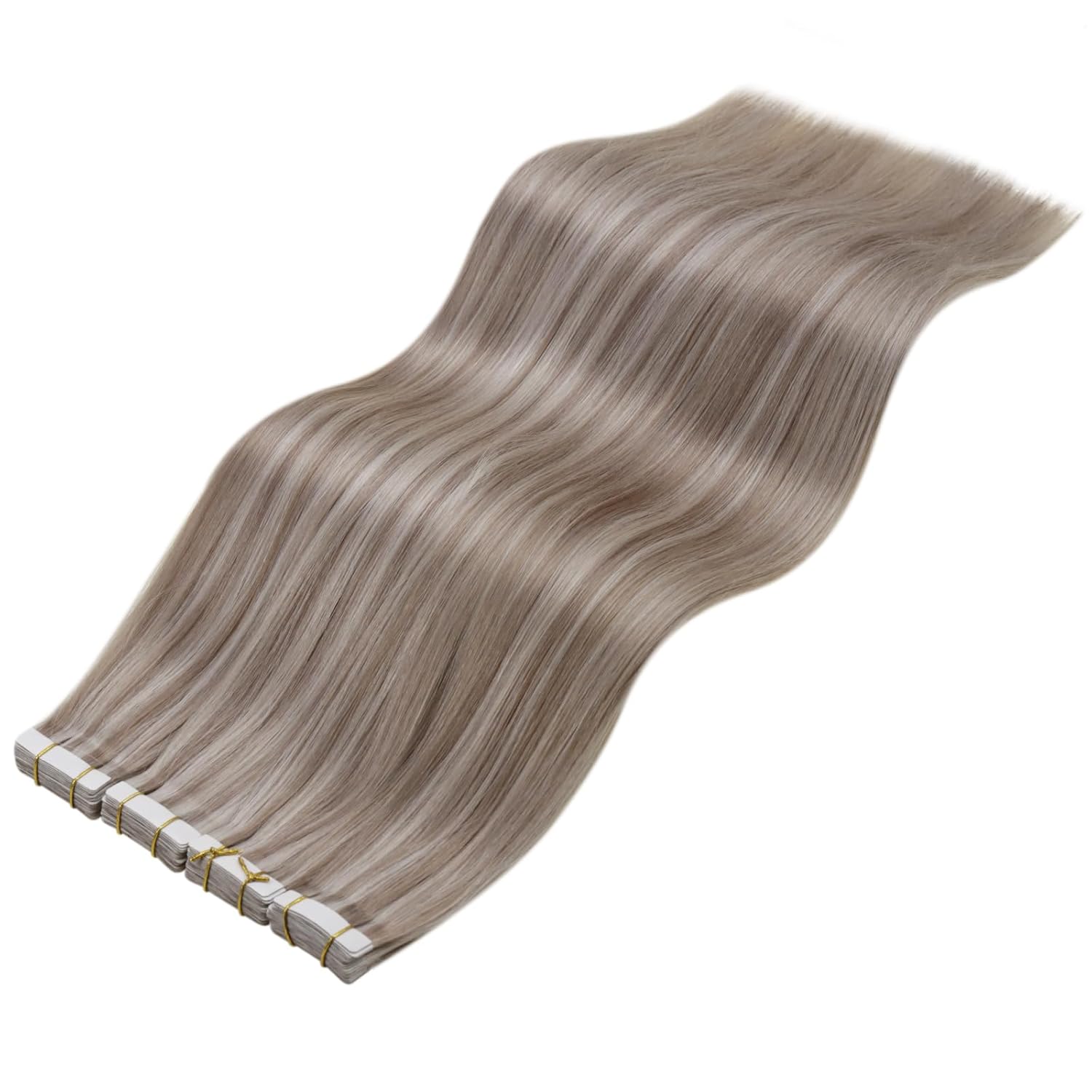 LaaVoo Extensiones de cabello humano con cinta adhesiva invisible de doble cara, 20 unidades, 1.06 oz, 12 pulgadas, color rubio platino, sin
