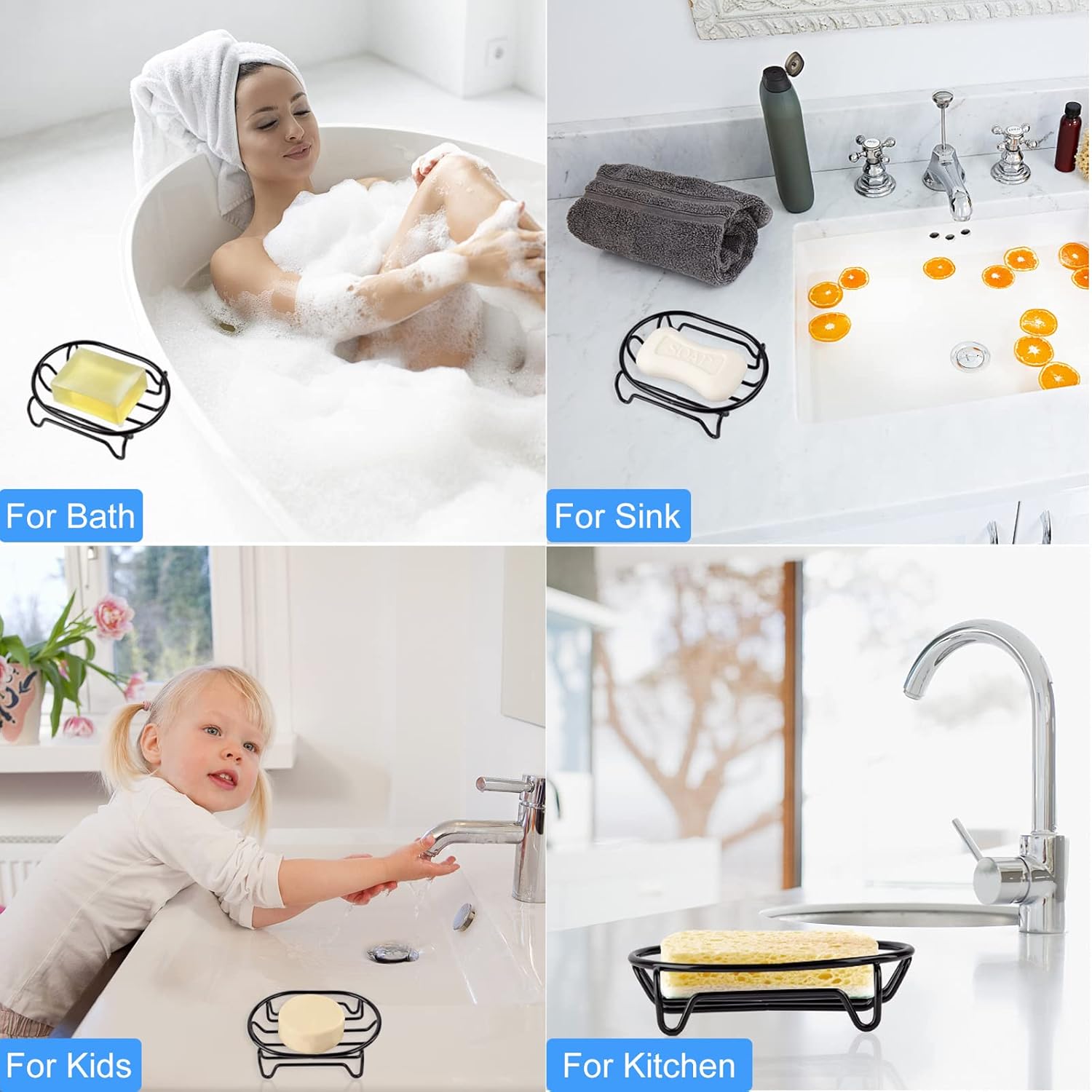 Jabonera en barra para ducha y baño, de acero inoxidable, autodrenante, para cocina, baño, fácil limpieza, mantiene el jabón seco, ovalado, negro, 1