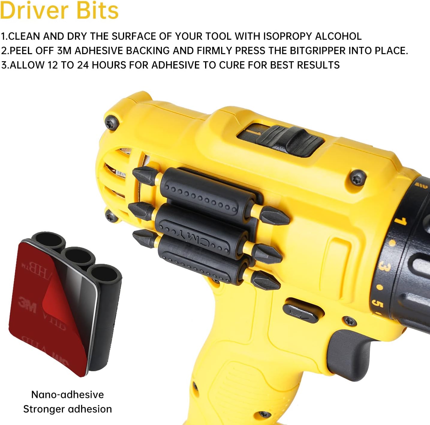 CMY – Funda para herramientas para taladro Dewalt, paquete de 6, lleva hasta seis puntas de destornillador en el lateral de tu taladro eléctrico o
