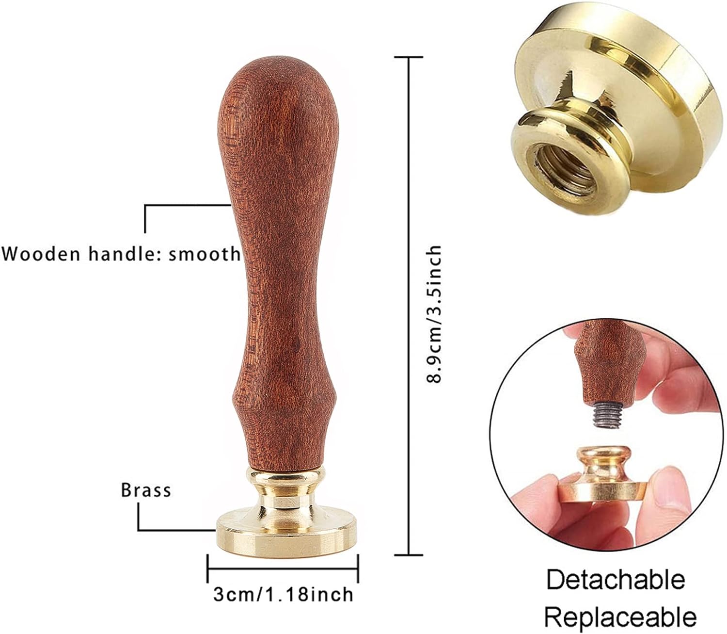 CRASPIRE Sello de cera de colibrí, sello de flor de pájaro, sello de cobre, 1.181 in, cabeza de sello de latón extraíble retro con mango de madera
