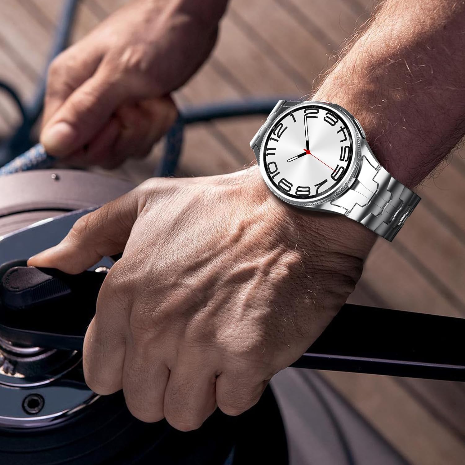 CHANCHY Correa de acero inoxidable para Samsung Galaxy Watch 6, pulsera sin brecha con cierre magnético, correa de metal para Galaxy Watch 5 Pro 5 4