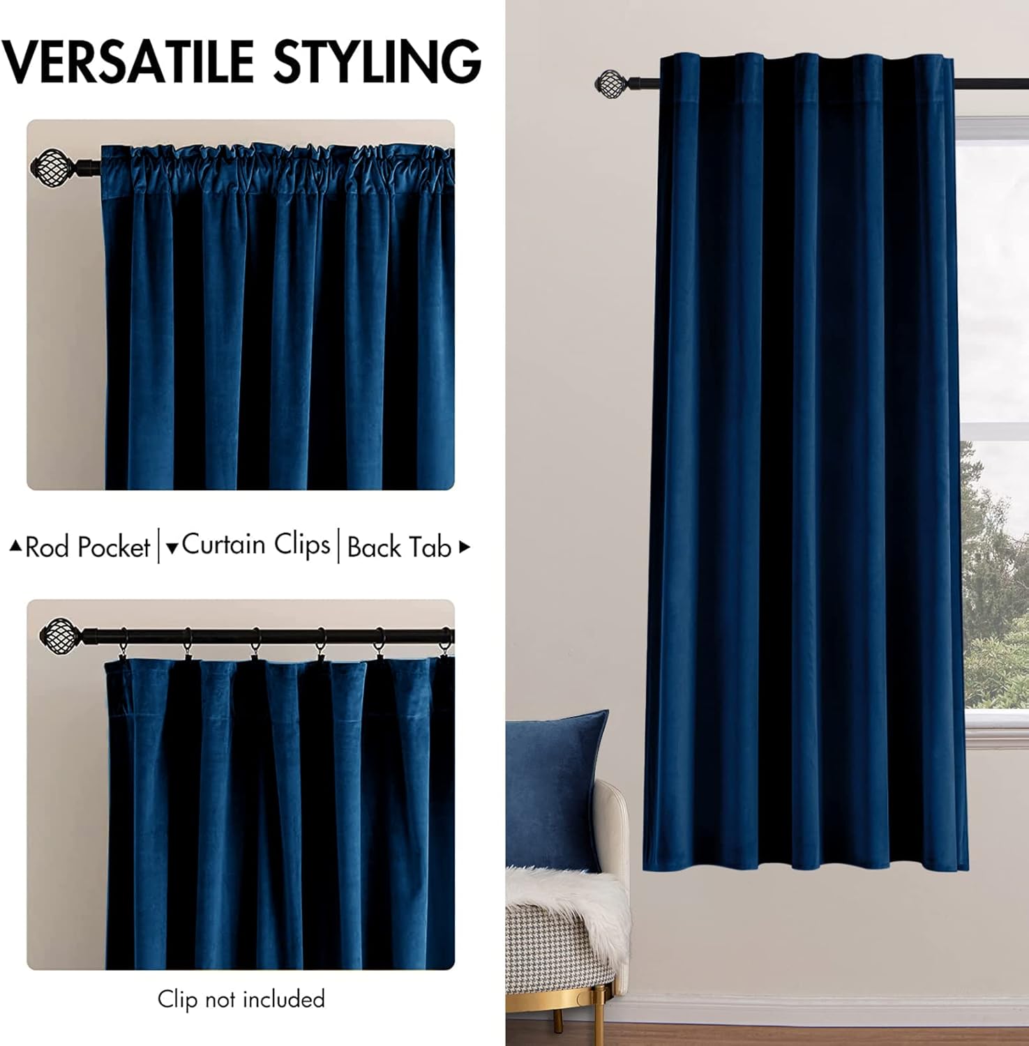MIULEE Cortinas de terciopelo de 63 pulgadas de largo, 2 paneles de cortinas opacas de lujo para dormitorio, sala de estar, cortinas de ventana