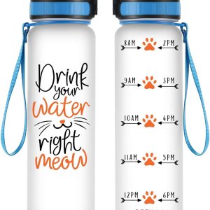 Coolife Botella de agua de seguimiento motivacional de 32 onzas y 1 litro con marcador de tiempo por hora, bebe tu agua bien maulla, regalos Coolife Botella de agua de seguimiento motivacional de 32 onzas y 1 litro con marcador de tiempo por hora, bebe tu agua bien maulla, regalos