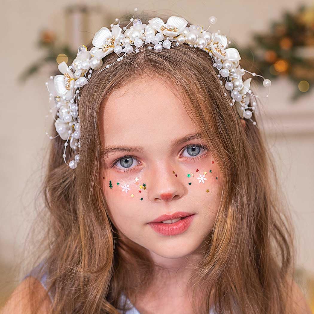 GORAIS Diadema de novia con perlas doradas, accesorios para el cabello de vid iluminados para novias y niñas de flores