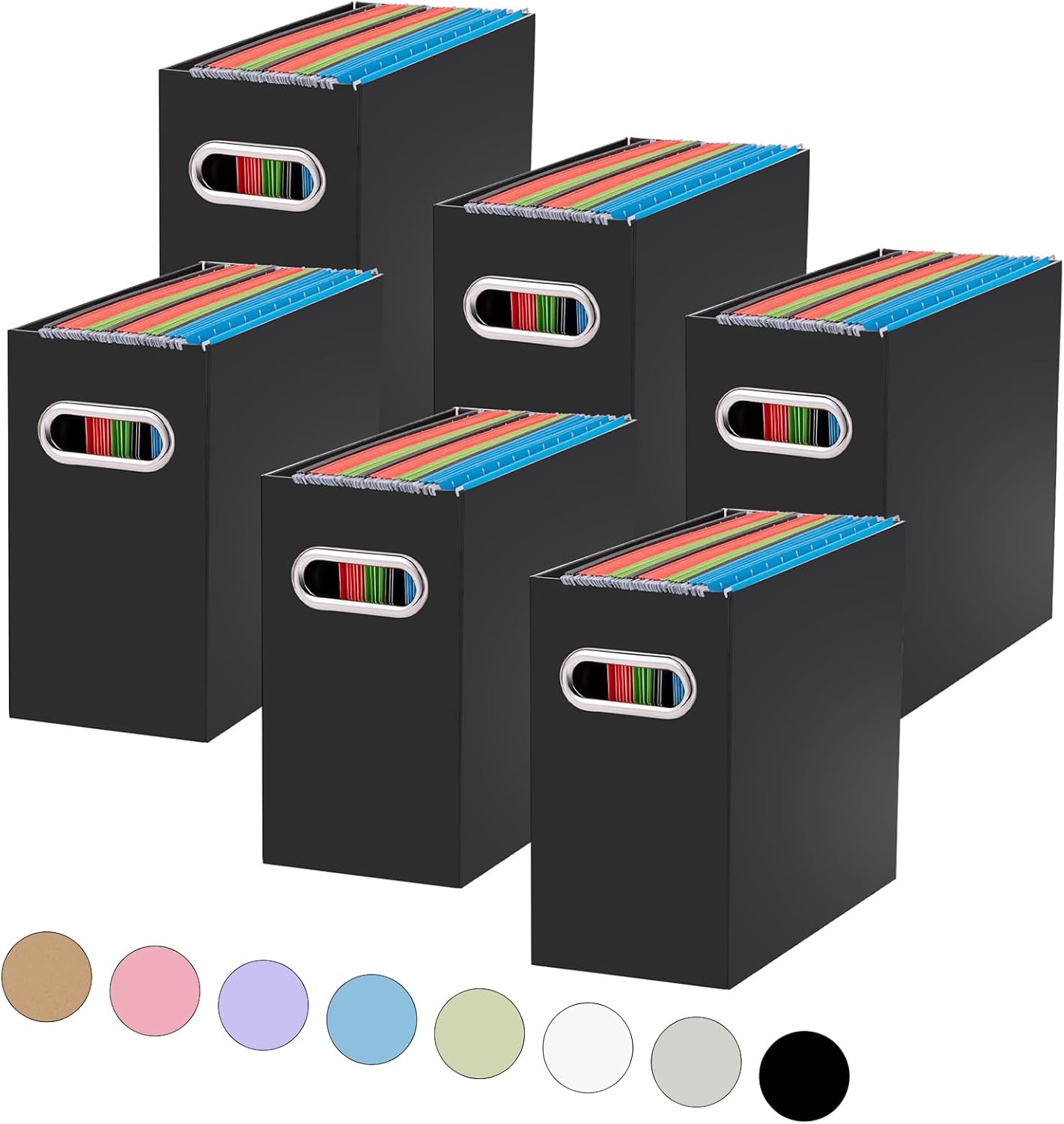Oterri Organizador de archivos, caja de almacenamiento pequeña, organizador de carpetas de archivos de cartón, caja de archivos plegable,
