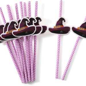 24 popotes de papel de Halloween, popotes de papel desechables para beber, suministros de decoración de fiesta de Halloween (bombilla, calavera, 24 popotes de papel de Halloween, popotes de papel desechables para beber, suministros de decoración de fiesta de Halloween (bombilla, calavera,