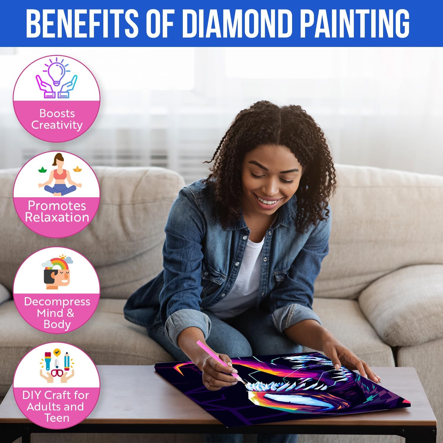 Modern Merch Kits de pintura de diamantes Venom para adultos, arte de diamantes de Marvel grande para adultos, manualidades para adultos, taladro
