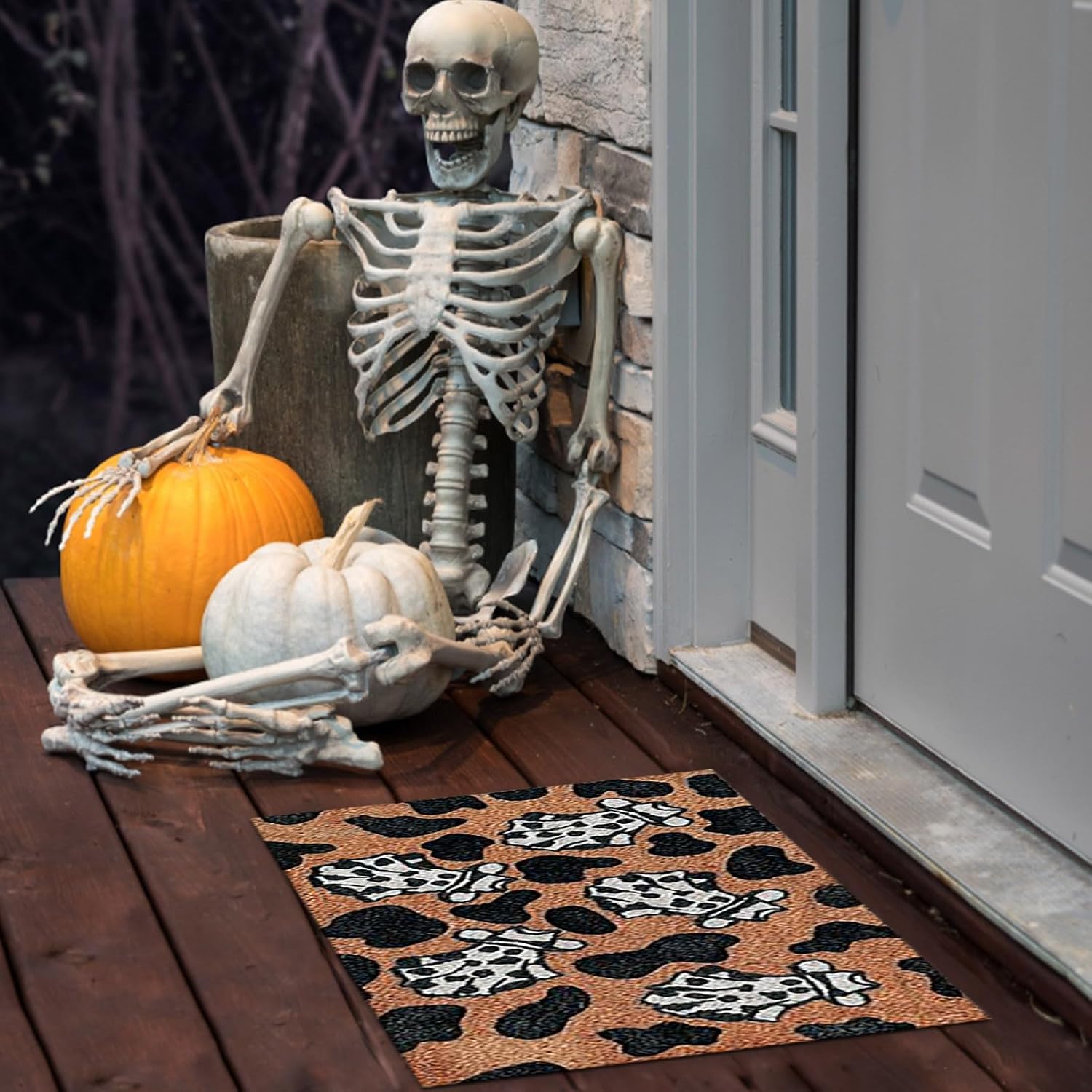 Alfombra de Halloween gótica, alfombra de bienvenida con diseño de calabaza, moderna, para sala de estar, dormitorio, decoración del hogar,