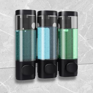 Dispensador de jabón de champú de 3 cámaras para ducha montado en la pared y dispensador de acondicionador sin taladro, perfecto para baño, cocina, Dispensador de jabón de champú de 3 cámaras para ducha montado en la pared y dispensador de acondicionador sin taladro, perfecto para baño, cocina,