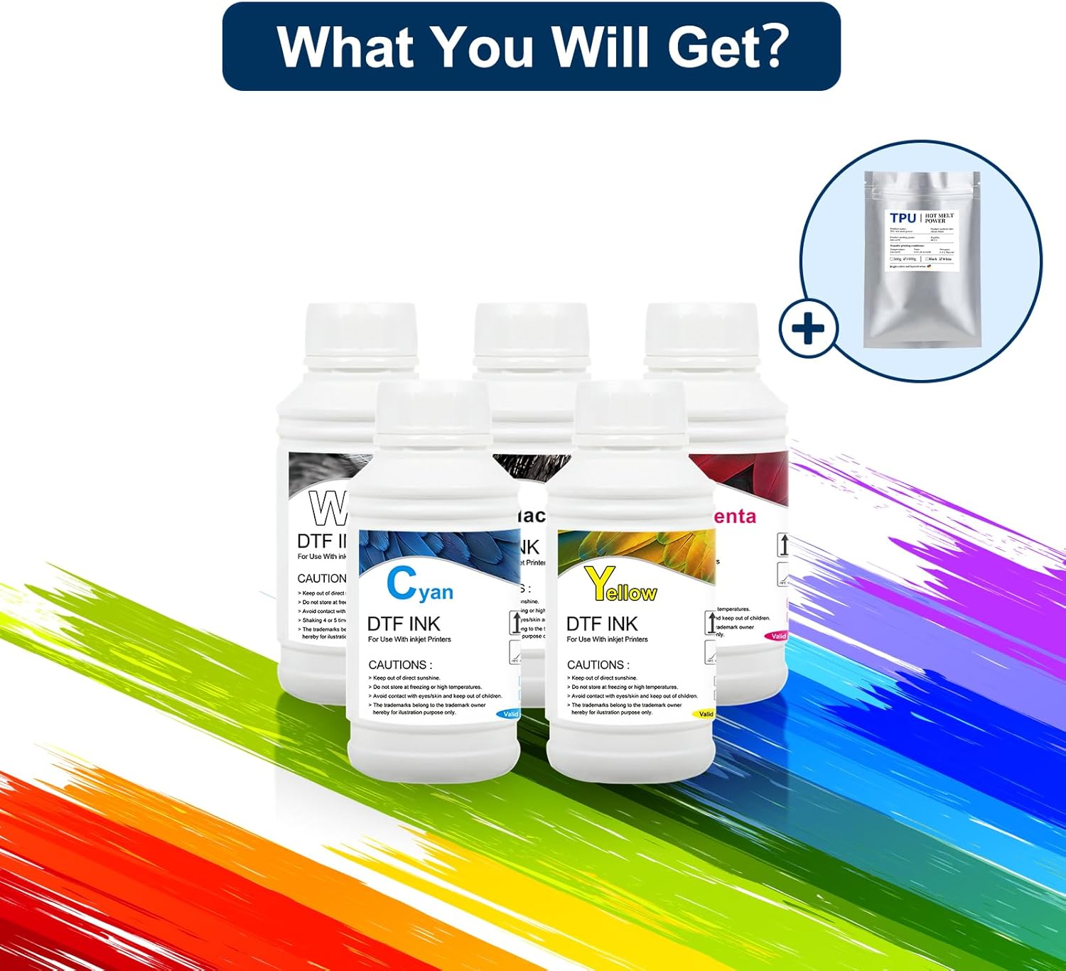 DSV Tinta DTF para impresión de película de transferencia de calor DTF directamente a película, repuesto para impresoras DTF Epson L1800, L800,