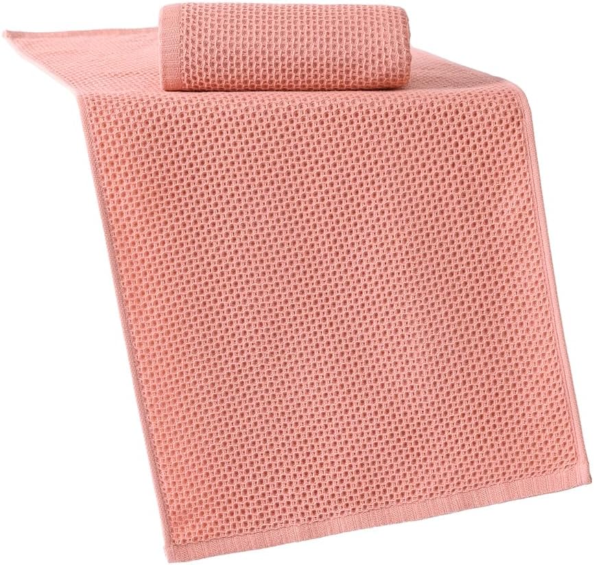 Juego de 2 toallas de mano de punto gofre, ligeras, altamente absorbentes, de secado rápido, 100% algodón, para baño, hoteles, viajes, spa y