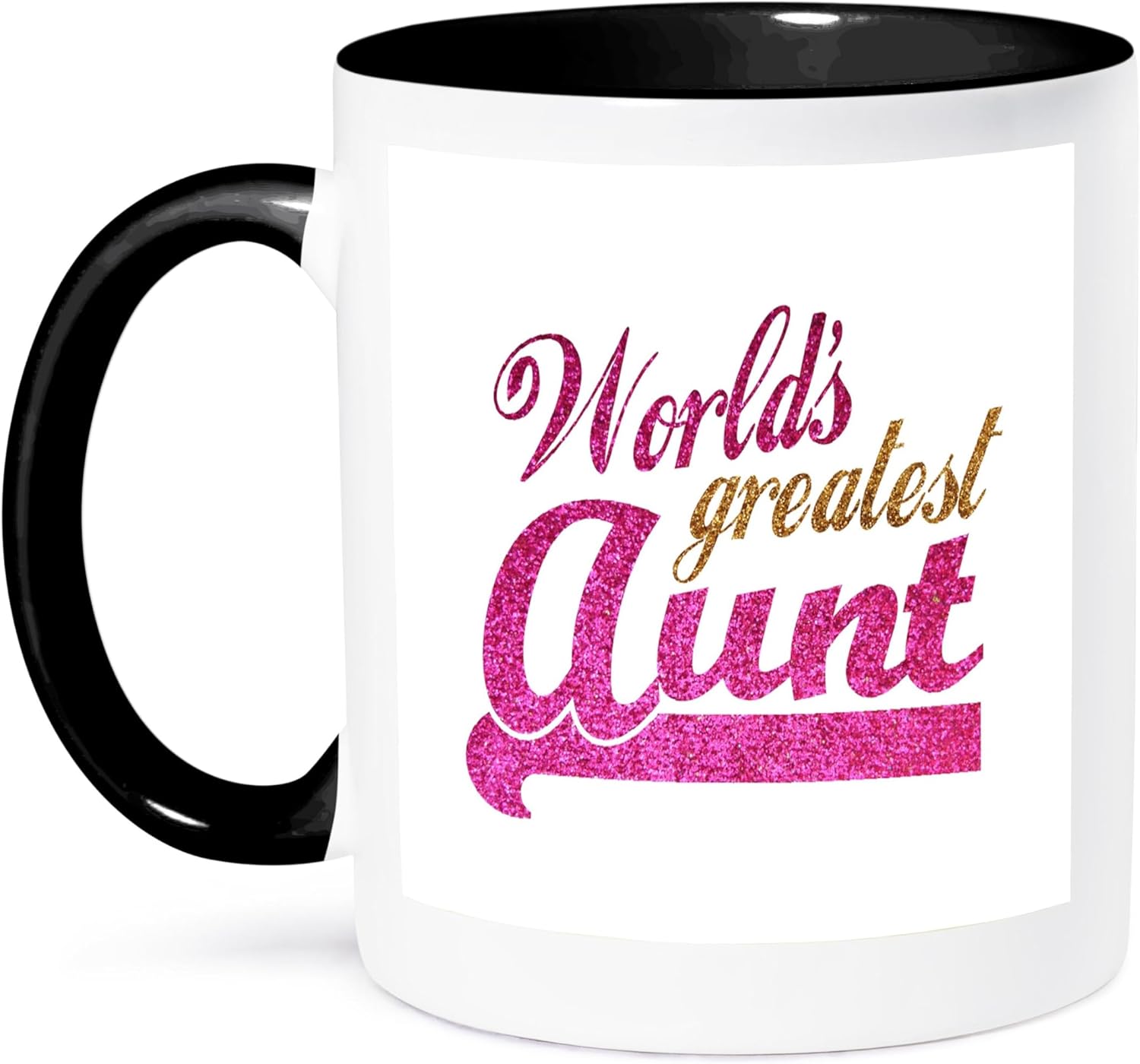 3dRose Worlds Greatest Aunt – Taza de 11 onzas, color negro