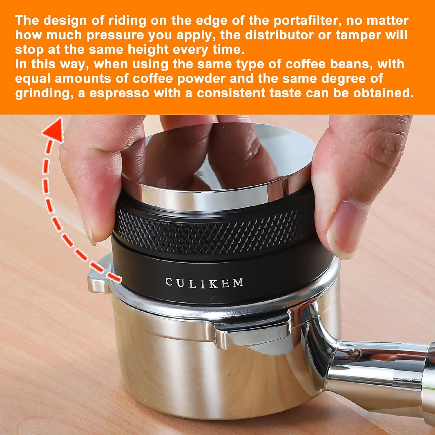 -Herramienta distribuidora de café expreso de 2.283 in – Nivelador de espresso de doble cabezal para portafiltros de 2.283 in, manipulador de manos