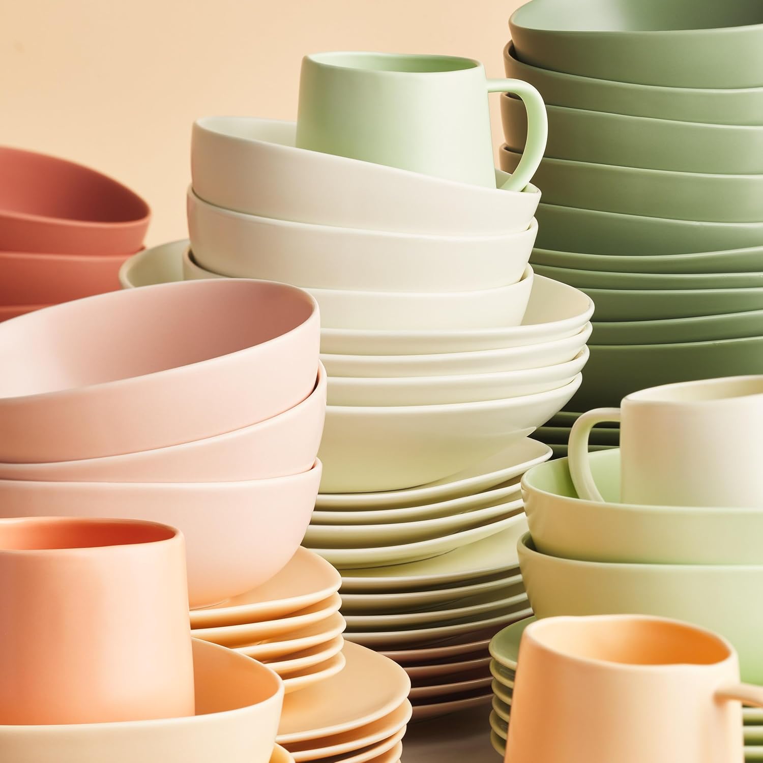 Stone lain Delilah – Juego de platos de porcelana de 8 pulgadas, 6 piezas, color crema