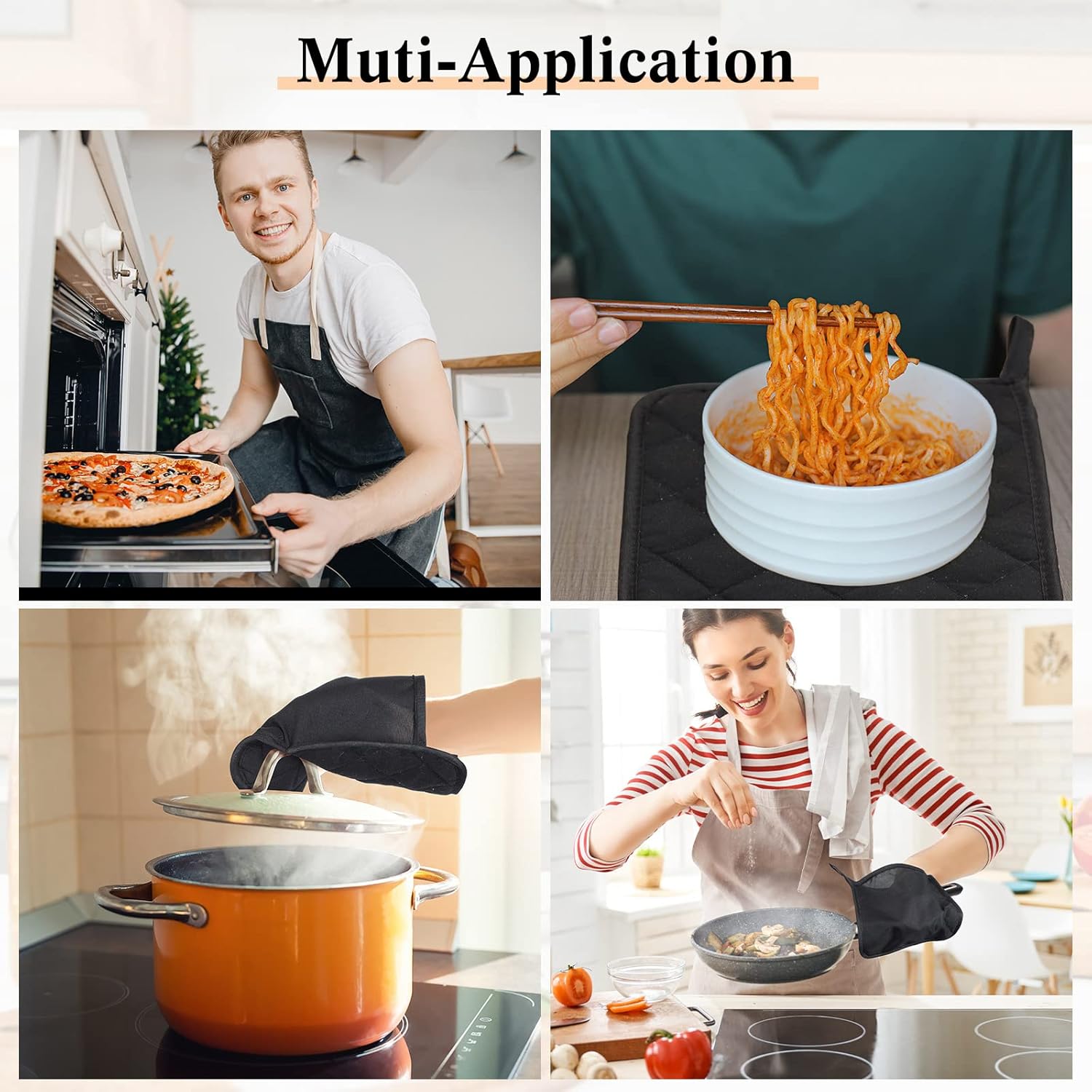 Hoolerry 20 soportes de algodón para ollas de bolsillo para horno de cocina, soportes para ollas de 7 x 9 pulgadas, resistentes al calor, con bucles