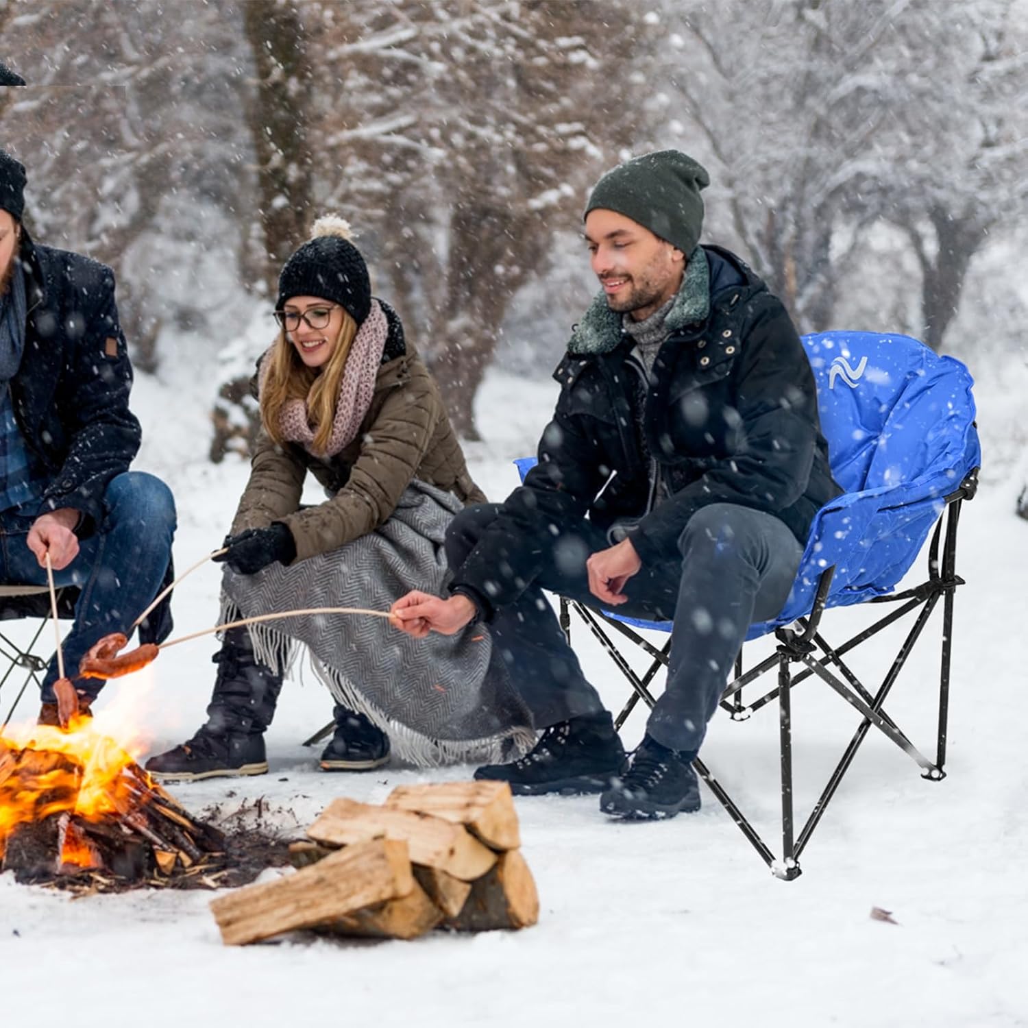NAIZEA Silla de camping con calefacción, sillas de patio con 3 niveles de calor, sillas plegables portátiles de camping, silla con platillo de luna,