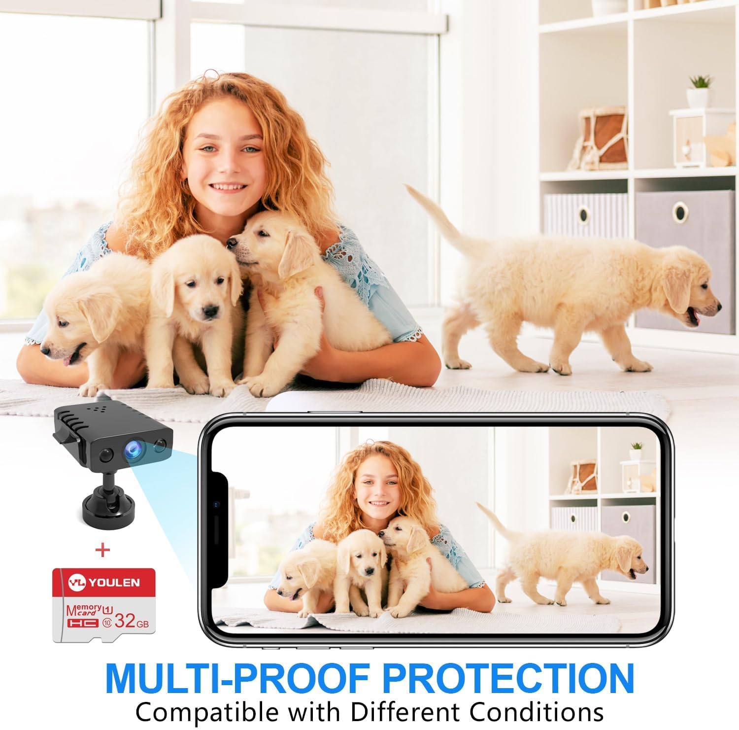 32G gratis cámara WiFi inalámbrica más pequeña, mini cámara espía HD1080P, cámara pequeña para monitor de bebé, cámara de niñera con visión