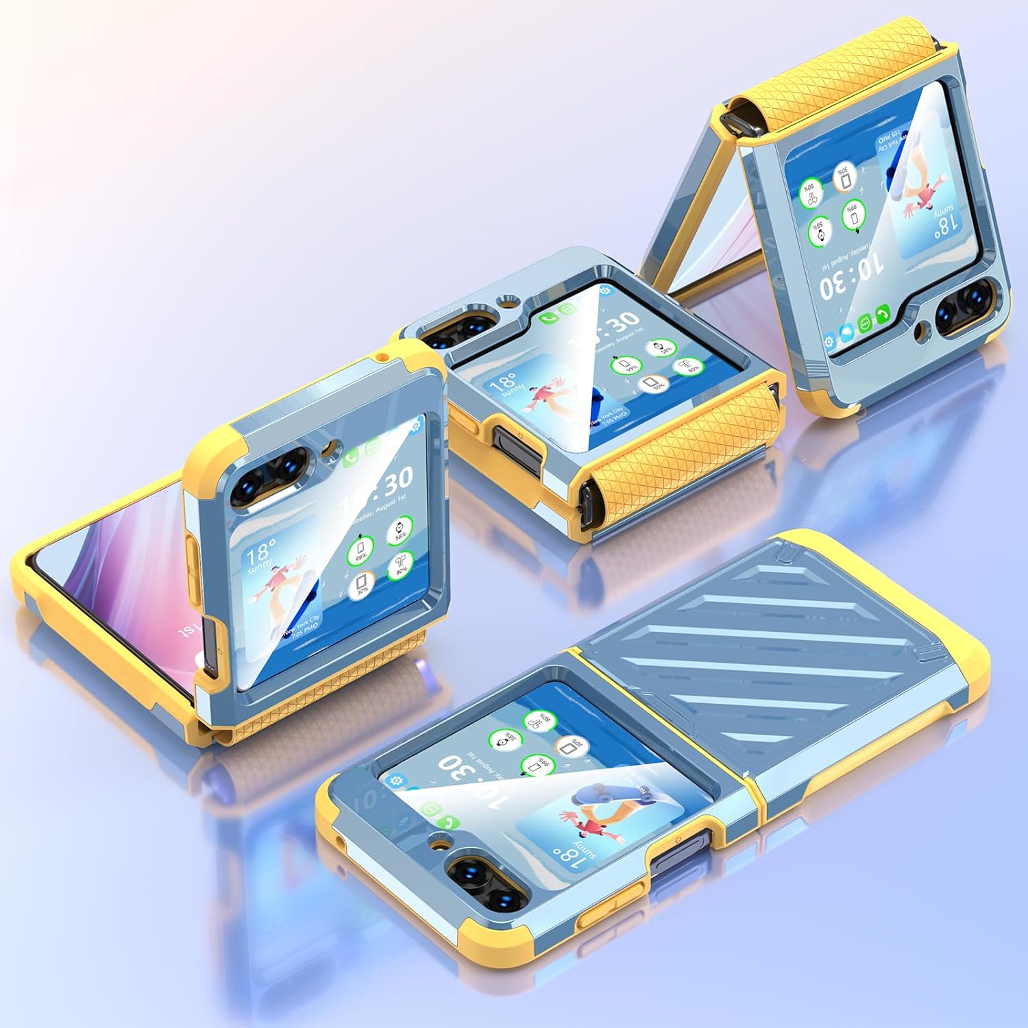 Compatbile – Funda con Z Flip 5 con protección de bisagra, Samsung Flip 5, resistente, a prueba de golpes, carcasa protectora de cuerpo completo