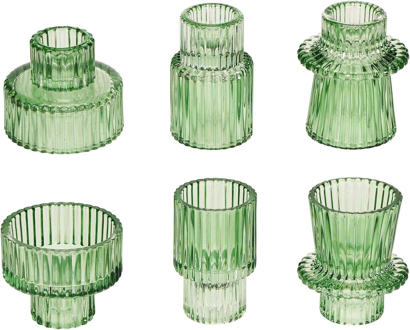 Portavelas de cristal verde para candelabros cónicos para centros de mesa candelita decoración de boda cena fiesta, 6 piezas