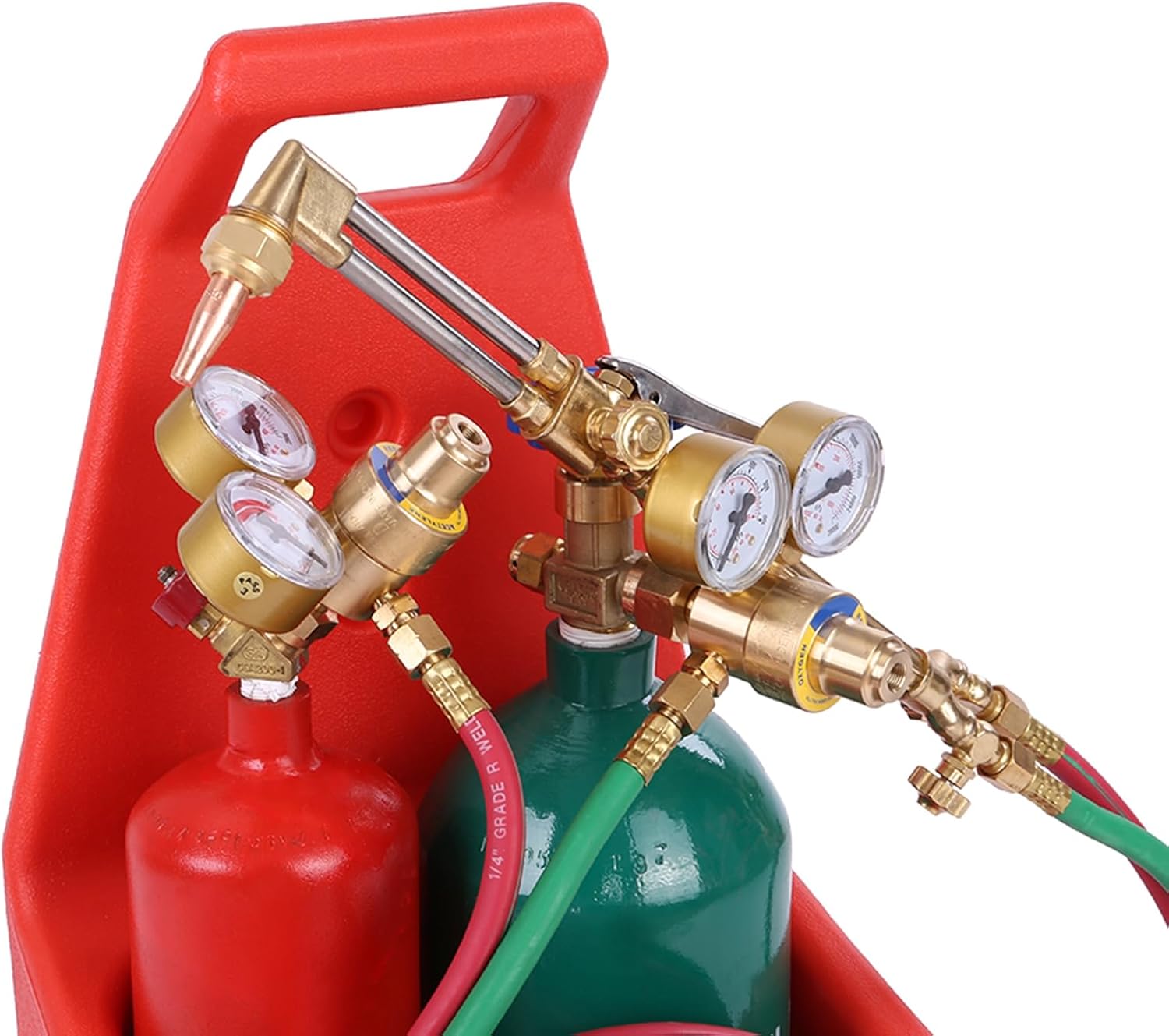 Shulemin Kit de antorcha de soldadura de cilindro de oxígeno, antorchas de oxiacetileno, kit de soplete de soldadura de boquilla de latón de tubo