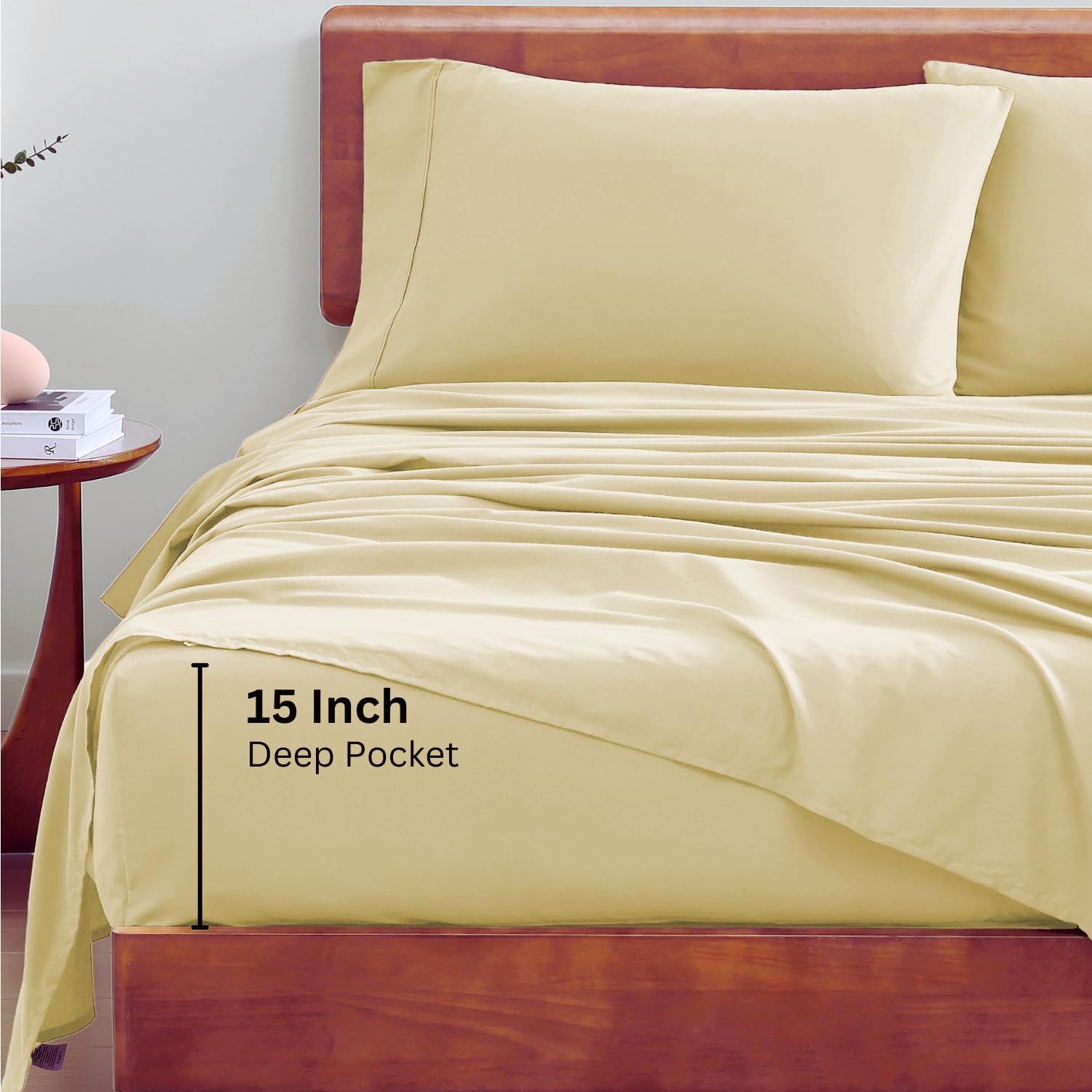LANE LINEN – Juego de sábanas tamaño individual 100% algodón orgánico percal de fibras largas, 3 piezas, transpirable, para colchones de hasta 15