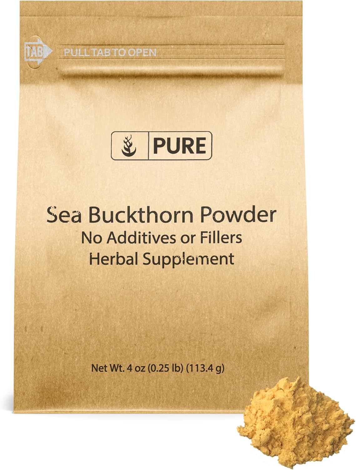 Pure Original Ingredients Suplemento tradicional de espino cerval de mar (4 onzas), sabor a bayas ácidas, sin OMG, rico en vitaminas y minerales