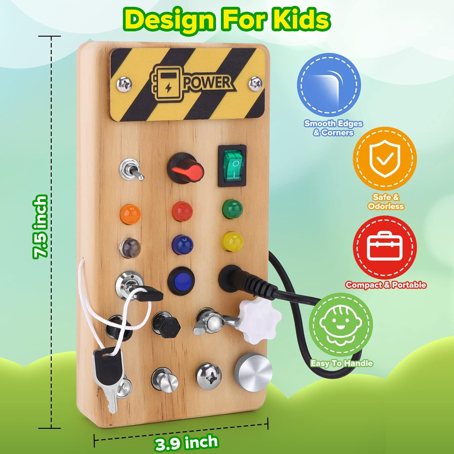 wakeInsa Tablero Montessori con luz LED y juego de herramientas para niños pequeños, juguetes Montessori para niños de 3 a 7 años, placa de circuito