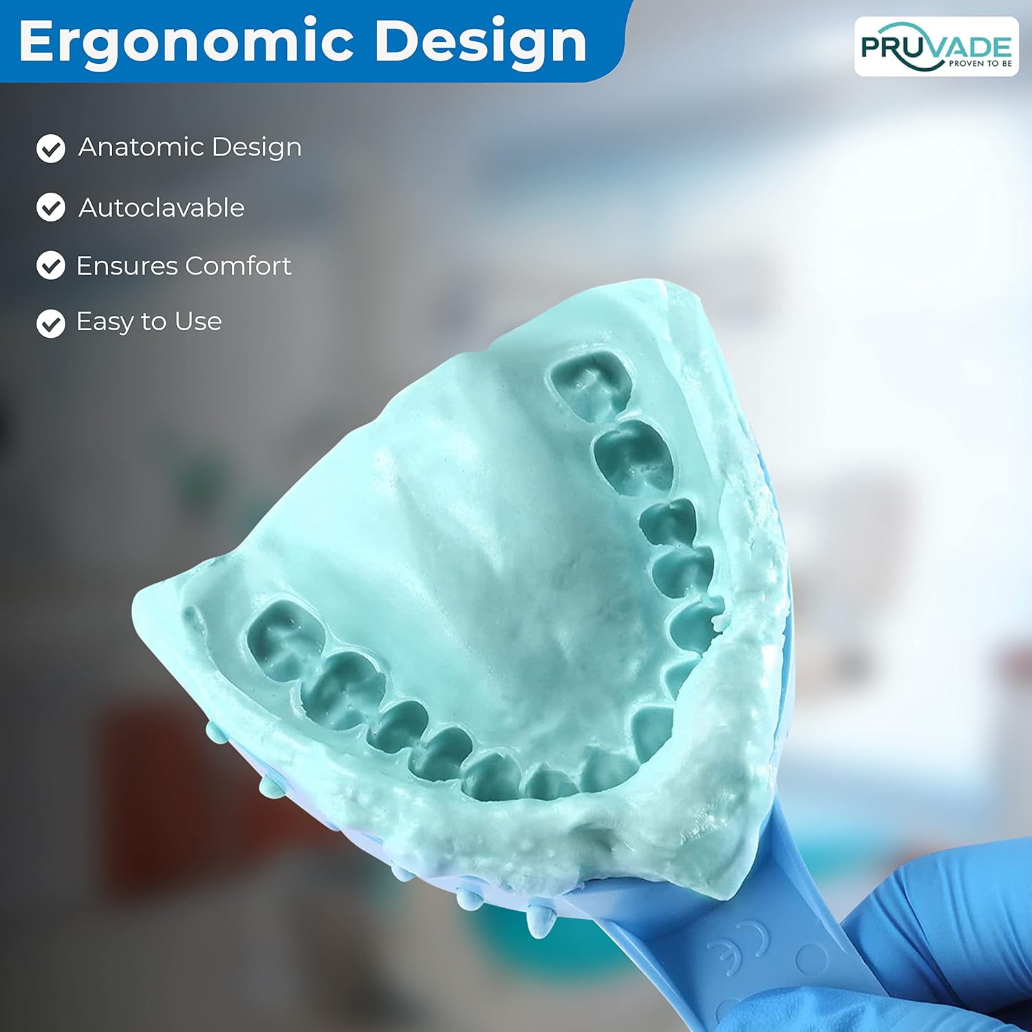 Bandejas de impresión dental, perforadas, desechables, de plástico, 12 unidades, tamaño 10, parte inferior anterior