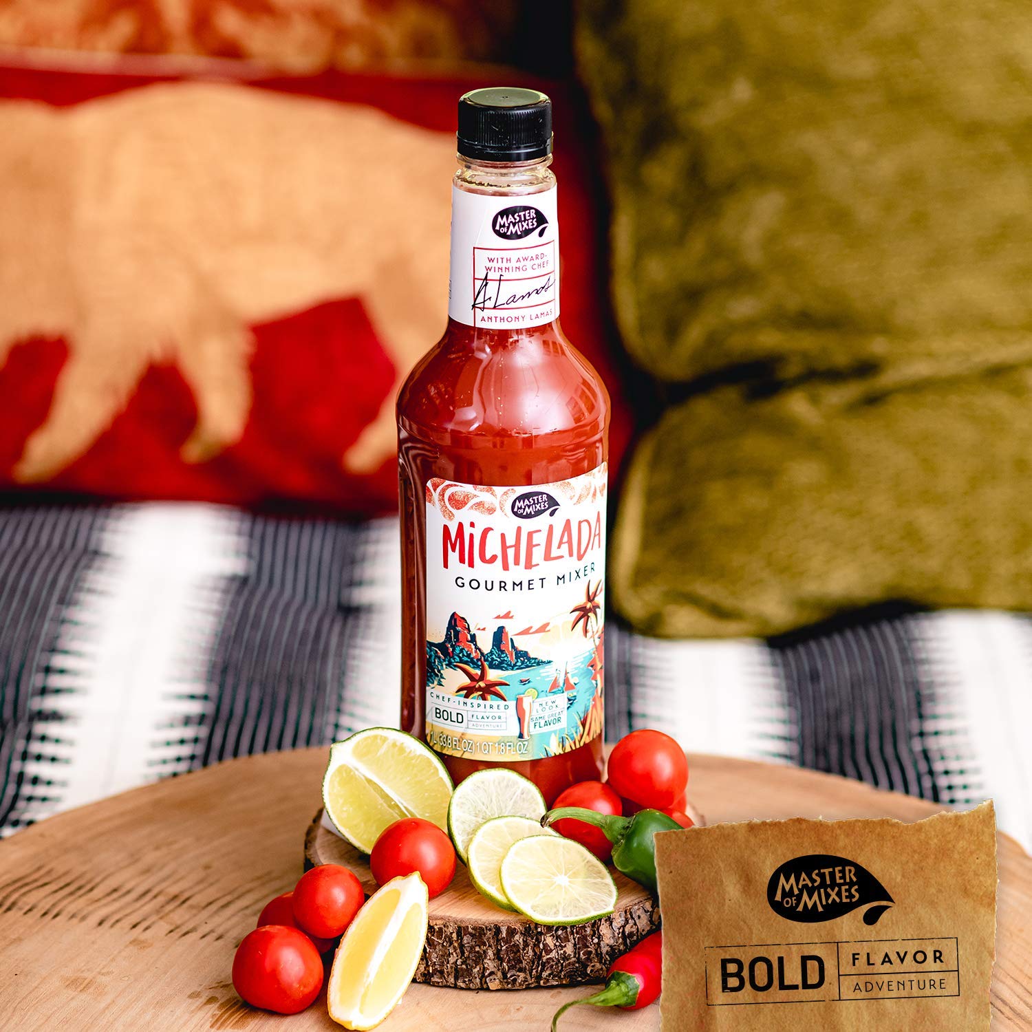 Master of Mixes Mezcla de bebida Michelada, lista para usar, botella de 1 litro (33.8 onzas líquidas), paquete de 6