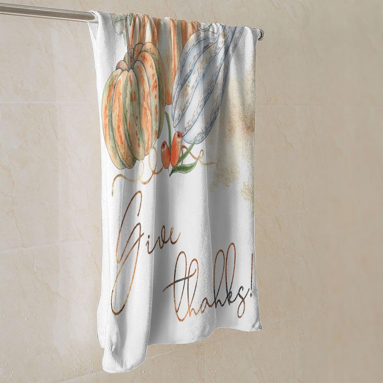 Toalla de mano con diseño de calabaza, casa de campo, Acción de Gracias, toalla de baño, 27.5 x 15.7 pulgadas, microfibra de secado rápido, suave,