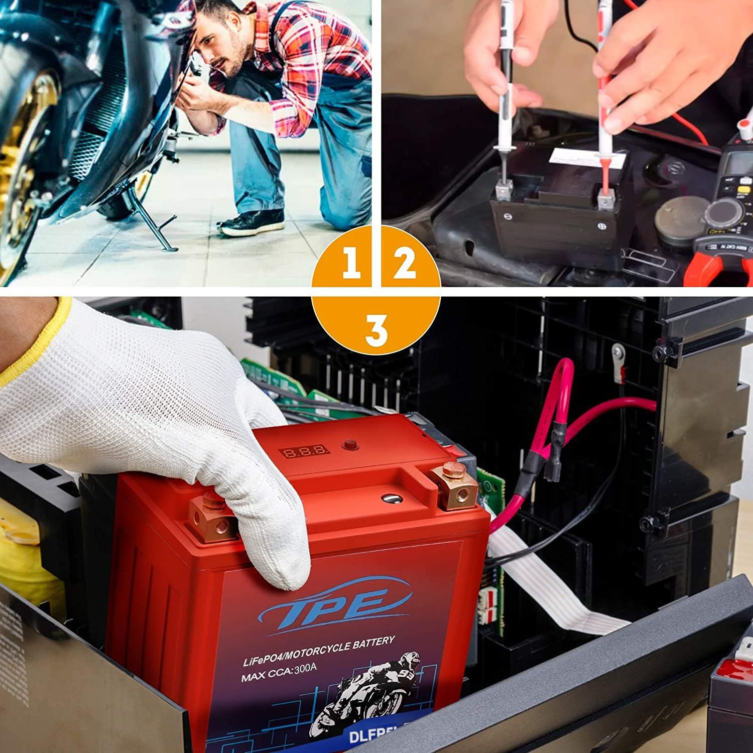 LiFePO4 – Batería de litio para motocicleta, batería de litio Powersport de 12 V con sistema inteligente de gestión de batería y LCD, baterías de