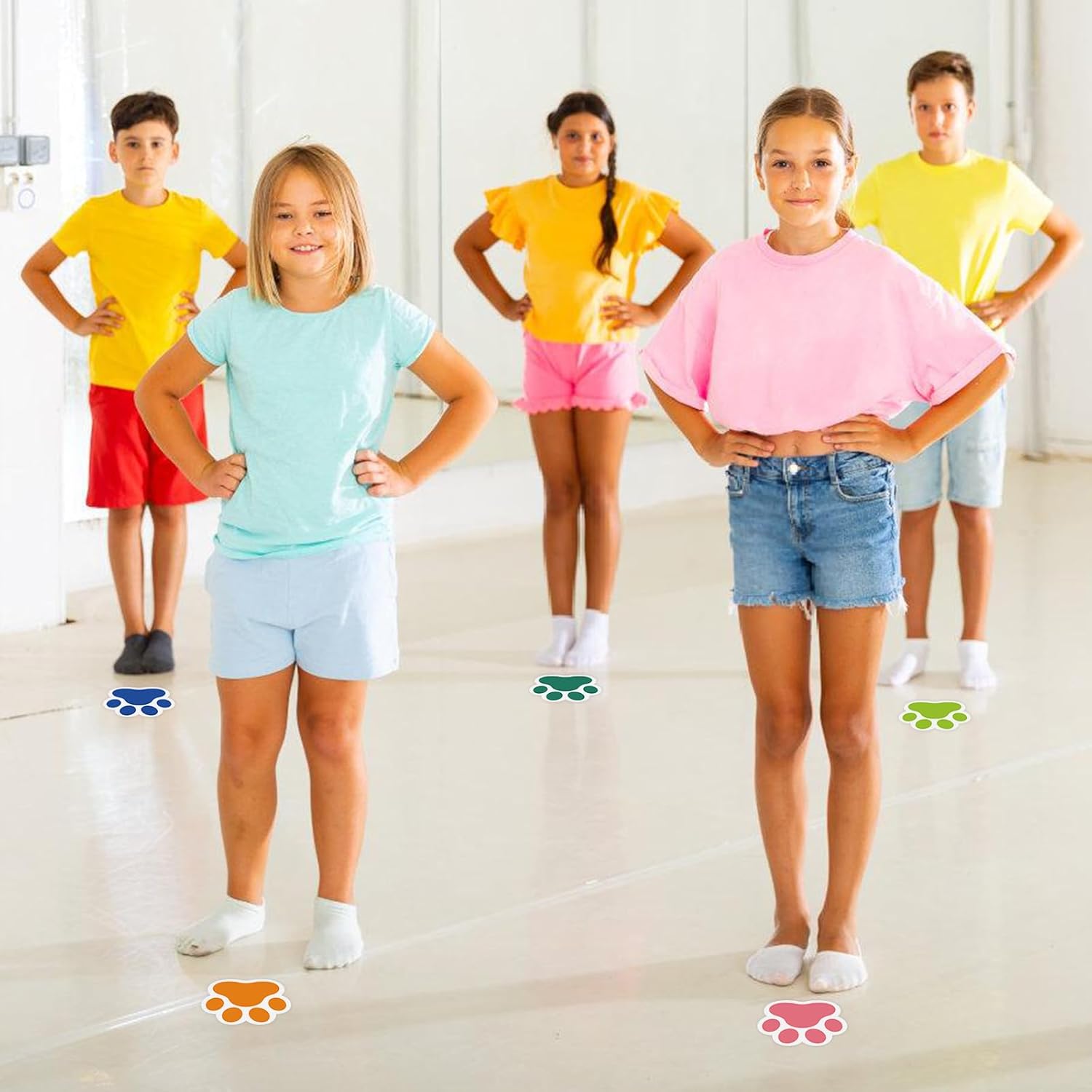 58 calcomanías de suelo para aula, 5 pulgadas, puntos de línea de aula, marcadores de puntos de piso, calcomanías autoadhesivas para el suelo para