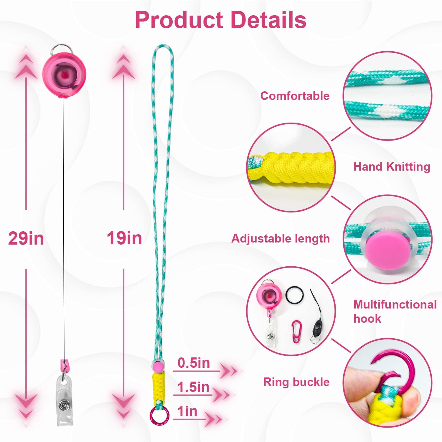 Sonkoloro Cordones para insignias de identificación, cordones trenzados ajustables y resistentes para mujeres y hombres